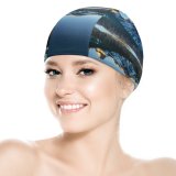 yanfind Swimming Cap  Pond Banff National Park Alberta  Clear Sky Sunrise Alpenglow First Elastic,suitable for long and short hair