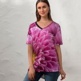 yanfind V Neck T-shirt for Women Joe DeSousa Flowers Chrysanthemum Flowers Flowers Bloom Blossom Spring Summer Top  Short Sleeve Casual Loose