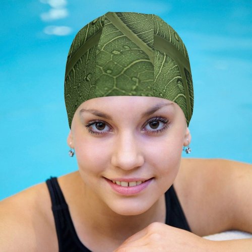 yanfind Swimming Cap Clay Banks Leaf Veins Drops Macro Closeup Elastic,suitable for long and short hair