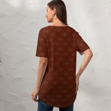yanfind V Neck T-shirt for Women Velvet Decoration Design Summer Top  Short Sleeve Casual Loose