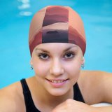 yanfind Swimming Cap RmRadev Sunset  River Mountains Gradient Peach Elastic,suitable for long and short hair