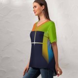 yanfind V Neck T-shirt for Women Michael Gillett Technology Microsoft Windows Gradient Colorful Summer Top  Short Sleeve Casual Loose