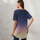 yanfind V Neck T-shirt for Women Starry Sky Sunlight Sunset Meteorite Fall Summer Top  Short Sleeve Casual Loose