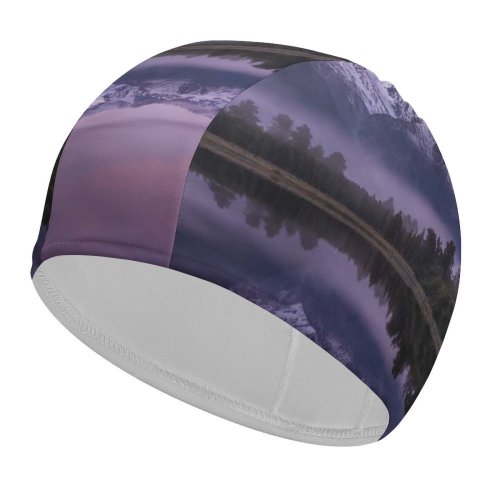 yanfind Swimming Cap Glen Sinclair Lake Matheson Zealand Landscape Mountains Lake Winter Reflection  Trees Elastic,suitable for long and short hair