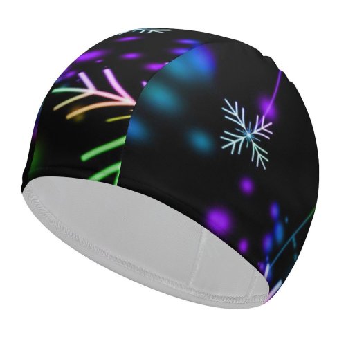 yanfind Swimming Cap Rachel Burkum Celebrations Christmas Snowflakes Winter AMOLED Colorful Bokeh Elastic,suitable for long and short hair