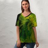 yanfind V Neck T-shirt for Women Dye Splash Acrylic Life HQ Texture Sea Wallpapers Stock Free Invertebrate Summer Top  Short Sleeve Casual Loose