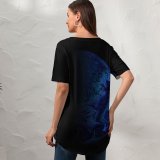 yanfind V Neck T-shirt for Women Daniel Olah Space Black Dark Planet Astronomy Outer Space  Summer Top  Short Sleeve Casual Loose