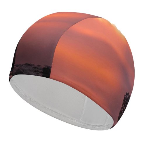 yanfind Swimming Cap Cute Statue Sunset Elastic,suitable for long and short hair