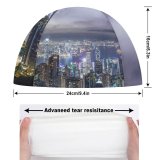 yanfind Swimming Cap Denys Nevozhai Hong Kong City River Night Time Skyscrapers Clouds Cityscape Elastic,suitable for long and short hair