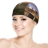 yanfind Swimming Cap York City Brooklyn  Park Cityscape Sunset Elastic,suitable for long and short hair