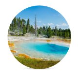 yanfind Ceramic Coasters (round) Youen California Mudpot Yellowstone National Park Tourist Attraction Trees Landscape Sky Family Game Intellectual Educational Game Jigsaw Puzzle Toy Set