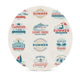 yanfind Ceramic Coasters (round) Badge Palm Sea  Anchor Cocktail Sunbathing Cruise Umbrella Surfing Surf Travel Family Game Intellectual Educational Game Jigsaw Puzzle Toy Set
