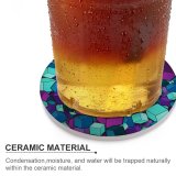 yanfind Ceramic Coasters (round) Abstract Cubes Colorful Patterns Family Game Intellectual Educational Game Jigsaw Puzzle Toy Set