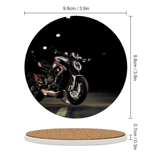 yanfind Ceramic Coasters (round) Black Dark Bikes  Agusta Dragster  SCS Night Tarmac Family Game Intellectual Educational Game Jigsaw Puzzle Toy Set