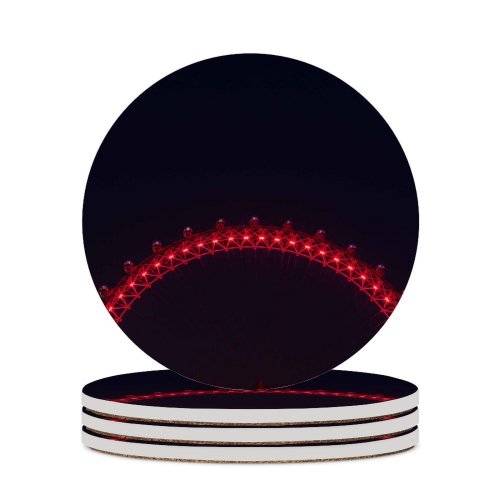 yanfind Ceramic Coasters (round) Black Dark London  Ferris Wheel Tourist Attraction Night Illuminated Family Game Intellectual Educational Game Jigsaw Puzzle Toy Set