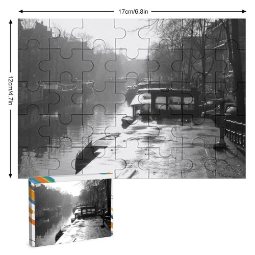 yanfind Picture Puzzle Amsterdam Netherlands Canal Woonboot Boat City Centre Sunlight Jordaan Waterway Atmospheric Sky Family Game Intellectual Educational Game Jigsaw Puzzle Toy Set