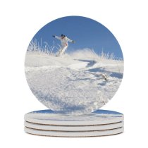 yanfind Ceramic Coasters (round) Snow Winter Finland Snowboard Snowboarding Ski  Center Guy Snoboarder Skier Recreation Family Game Intellectual Educational Game Jigsaw Puzzle Toy Set