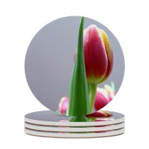yanfind Ceramic Coasters (round) Tulip Grey Petal Flower Bud Plant Flowering Stem Botany Family Game Intellectual Educational Game Jigsaw Puzzle Toy Set