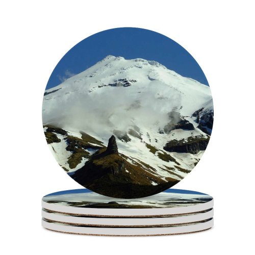 yanfind Ceramic Coasters (round) Volcano Snow   Sky Rock Zealand Taranaki Mountainous Landforms Range Glacial Family Game Intellectual Educational Game Jigsaw Puzzle Toy Set