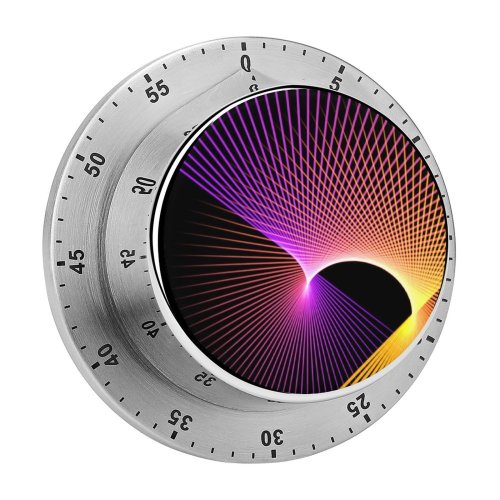 yanfind Timer PIRO Abstract Dark Patterns Multicolor Lines Colorful Glowing 60 Minutes Mechanical Visual Timer