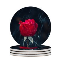 yanfind Ceramic Coasters (round) Comfreak Flowers Dark Rose  Drops Closeup Family Game Intellectual Educational Game Jigsaw Puzzle Toy Set