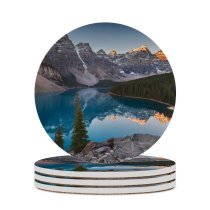 yanfind Ceramic Coasters (round) Sven Muller Moraine Lake Landscape Sunrise Mountains Family Game Intellectual Educational Game Jigsaw Puzzle Toy Set