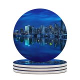 yanfind Ceramic Coasters (round) Mohsen Kamalzadeh Coal Harbour Vancouver City  Cityscape Reflection Skyscrapers City Lights Family Game Intellectual Educational Game Jigsaw Puzzle Toy Set