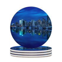 yanfind Ceramic Coasters (round) Mohsen Kamalzadeh Coal Harbour Vancouver City  Cityscape Reflection Skyscrapers City Lights Family Game Intellectual Educational Game Jigsaw Puzzle Toy Set