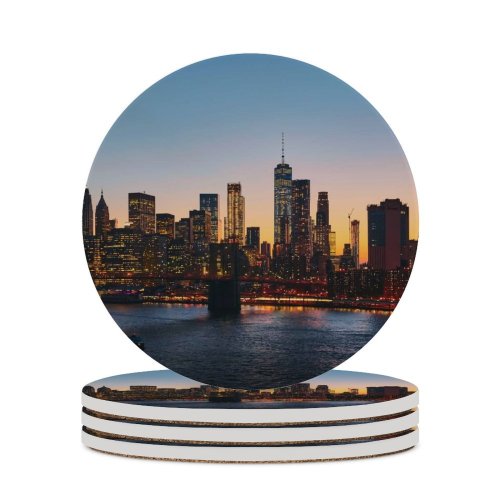 yanfind Ceramic Coasters (round) Luca Bravo Manhattan York City Manhattan  Cityscape Sunset Urban Evening City Family Game Intellectual Educational Game Jigsaw Puzzle Toy Set