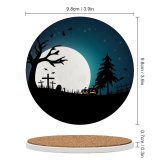 yanfind Ceramic Coasters (round) Celebrations Halloween Halloween Pumpkins  Night Silhouette Family Game Intellectual Educational Game Jigsaw Puzzle Toy Set