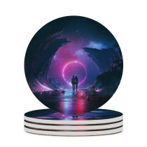 yanfind Ceramic Coasters (round) Beeple Love Couple Neon  Dream Rocks Starry Sky Together Romantic Family Game Intellectual Educational Game Jigsaw Puzzle Toy Set
