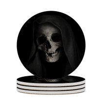 yanfind Ceramic Coasters (round) Dark Grim Reaper Skull Scary Family Game Intellectual Educational Game Jigsaw Puzzle Toy Set