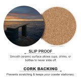 yanfind Ceramic Coasters (round) Images Pier Landscape Quiet Sky Dream Sea Board Free Diving Pictures Horison Family Game Intellectual Educational Game Jigsaw Puzzle Toy Set