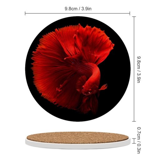 yanfind Ceramic Coasters (round) Black Dark Fish Underwater Family Game Intellectual Educational Game Jigsaw Puzzle Toy Set