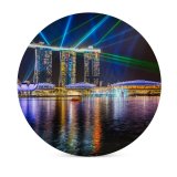 yanfind Ceramic Coasters (round) Trey Ratcliff Marina Bay Sands Light Show Singapore Laser Lights Colorful River Family Game Intellectual Educational Game Jigsaw Puzzle Toy Set