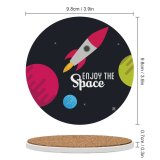 yanfind Ceramic Coasters (round) Space Spacecraft Rocket Planets Family Game Intellectual Educational Game Jigsaw Puzzle Toy Set