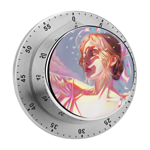 yanfind Timer Yasar VURDEM Girl Portrait Beautiful Girly Colorful Vivid Dream 60 Minutes Mechanical Visual Timer