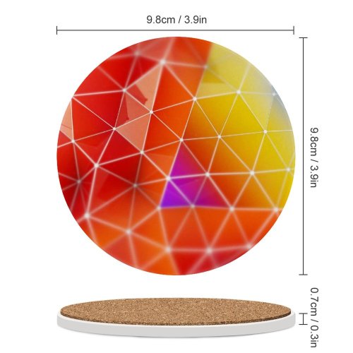 yanfind Ceramic Coasters (round) Abstract Colorful Triangles Gradients Polygonal Family Game Intellectual Educational Game Jigsaw Puzzle Toy Set