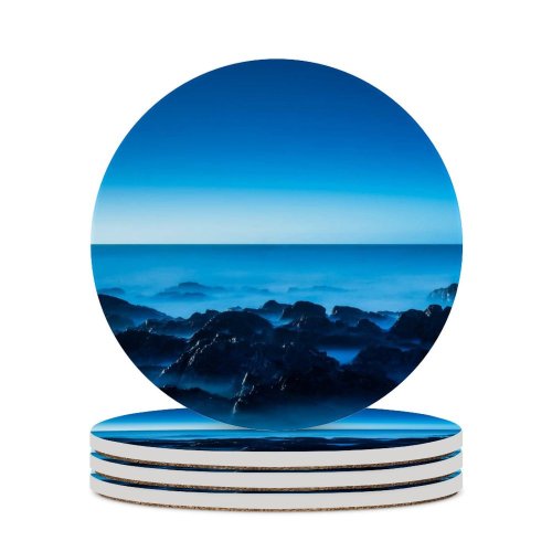 yanfind Ceramic Coasters (round) Seascape Horizon Clear Sky Ocean Rocks Sunrise Dawn Sky Family Game Intellectual Educational Game Jigsaw Puzzle Toy Set