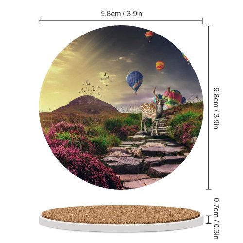 yanfind Ceramic Coasters (round) Mirolim Mirsolixov Deer Hot  Balloons Sunrise Landscape Stone Staircase Family Game Intellectual Educational Game Jigsaw Puzzle Toy Set