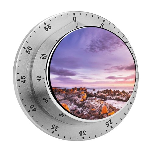 yanfind Timer Bay Fires Tasmania Australia Sunrise Rocky Coast Seascape Ocean Clouds Purple Sky 60 Minutes Mechanical Visual Timer