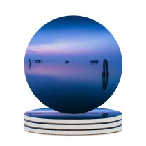 yanfind Ceramic Coasters (round) William Warby Fishing Huts Venice Italy Reflections Calm Sunset Sea Sky Family Game Intellectual Educational Game Jigsaw Puzzle Toy Set