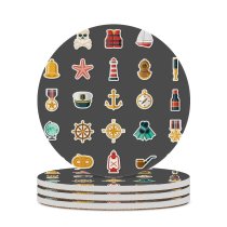 yanfind Ceramic Coasters (round)  Sailor Bell Rope Sea  Gesturing Oar Sailboat Sailing Skull Flag Family Game Intellectual Educational Game Jigsaw Puzzle Toy Set