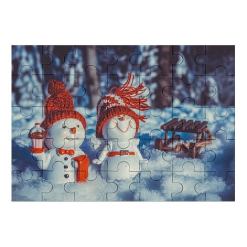 yanfind Picture Puzzle Cute Snowman Snow Covered Winter Christmas Decoration 5K Family Game Intellectual Educational Game Jigsaw Puzzle Toy Set