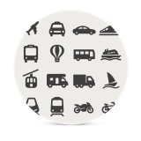 yanfind Ceramic Coasters (round) Bus Balloon Train Station Home Rickshaw Cable Mode Sailboat  Sailing Traffic Family Game Intellectual Educational Game Jigsaw Puzzle Toy Set