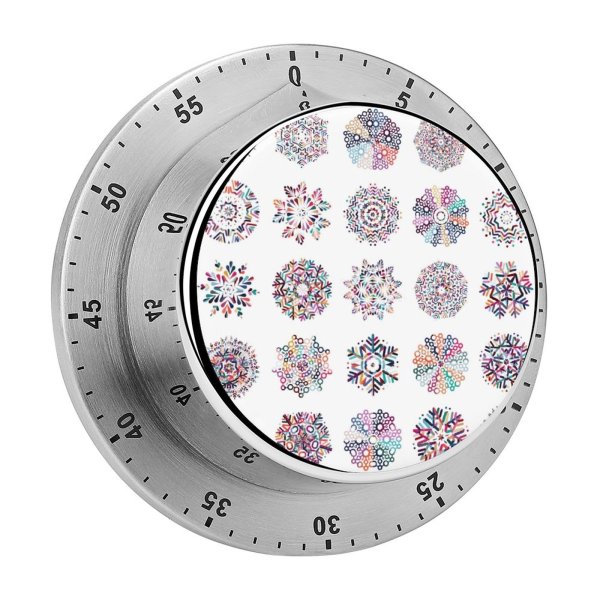 yanfind Timer Round Zebra  Push Digitally Pixelated Art China Abstract Snowflake Play 60 Minutes Mechanical Visual Timer