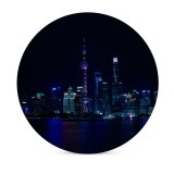 yanfind Ceramic Coasters (round) Black Dark Shanghai City China Cityscape Reflection Night Time City Lights Skyscrapers Family Game Intellectual Educational Game Jigsaw Puzzle Toy Set