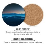 yanfind Ceramic Coasters (round) VisionPic Evening Dusk Forest Mountains Starry Sky Foggy Winter Sunset Family Game Intellectual Educational Game Jigsaw Puzzle Toy Set