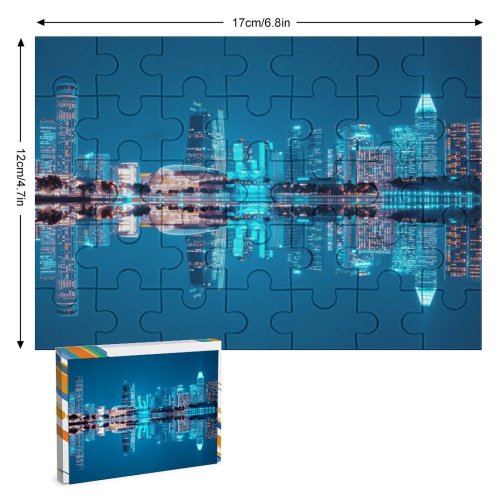 yanfind Picture Puzzle Pang Yuhao City Singapore Hour Night  Cityscape Reflection Symmetrical Skyscrapers Sky Family Game Intellectual Educational Game Jigsaw Puzzle Toy Set