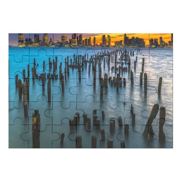 yanfind Picture Puzzle Old Pier Poles York City Cityscape Lights Dusk Sky Skyscrapers Landscape Family Game Intellectual Educational Game Jigsaw Puzzle Toy Set